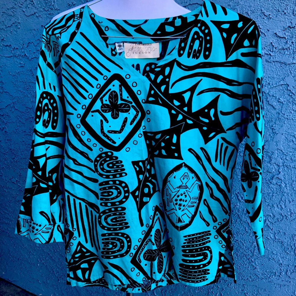 Vintage turquoise southwest style top by Tailorbird Fashions Tucson